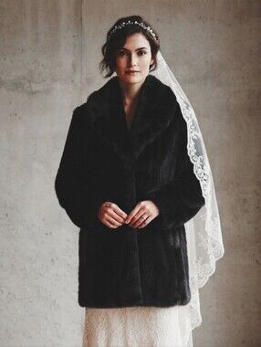 Vintage Faux Fur Mink Coat M